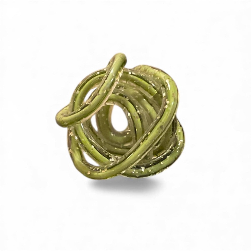 Green Glass Knot Decor – Modern Art Glass Orb Sculpture – Table Styling Accent - Picture 4 of 10